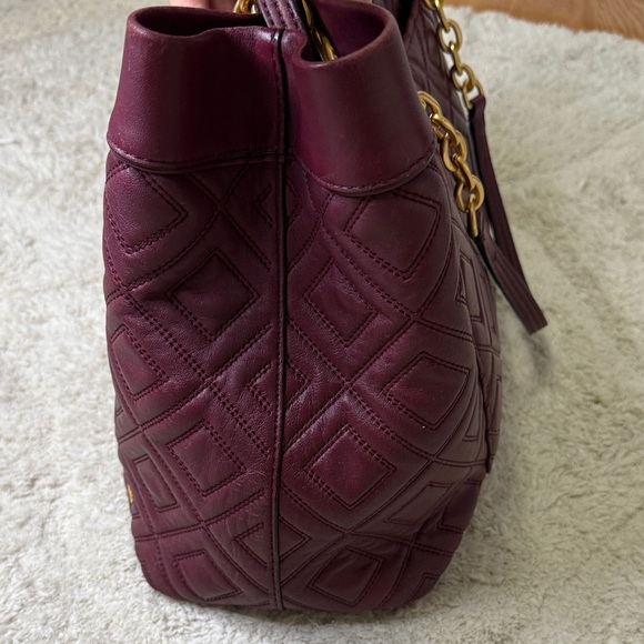 Tory Burch Fleming Triple Compartment Tote Burgandy - Picture 6 of 16